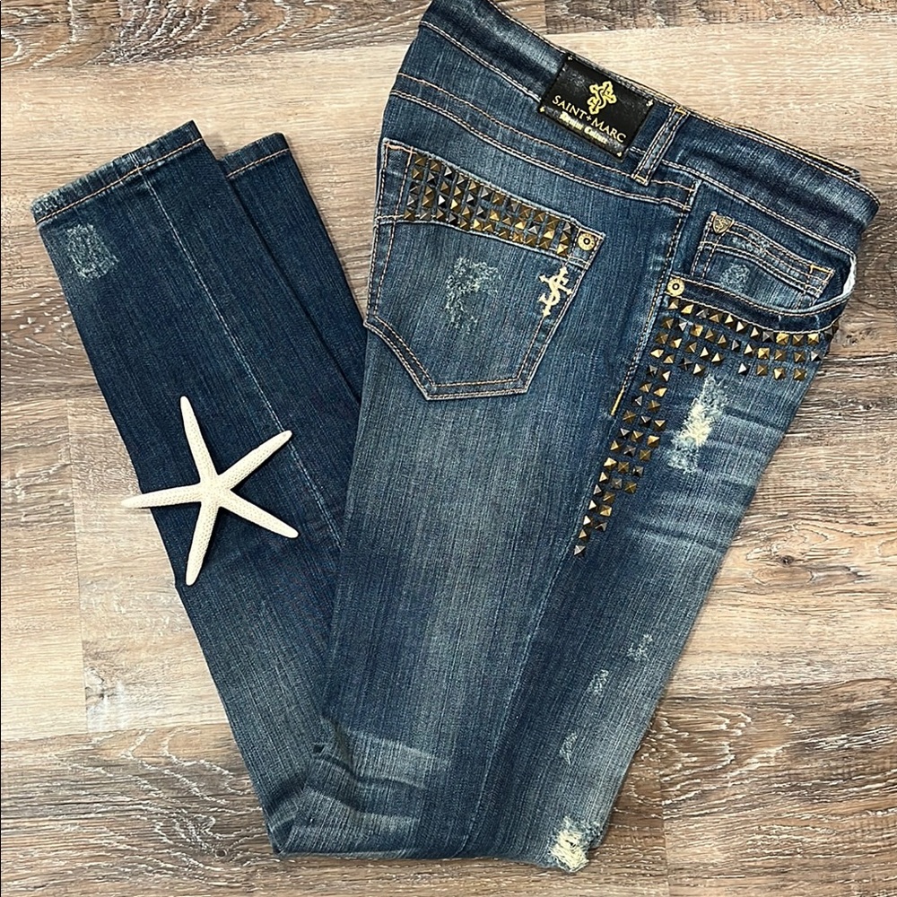 Women's Blue Studded Jeans
